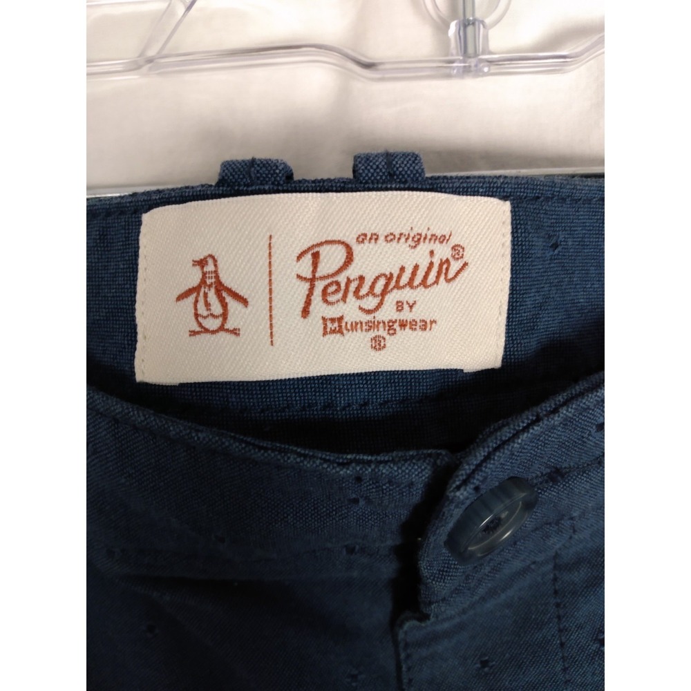 Penguin Shorts Mens Size 32 Blue Chino Flat Front Adult Casual Preppy - Picture 3 of 10